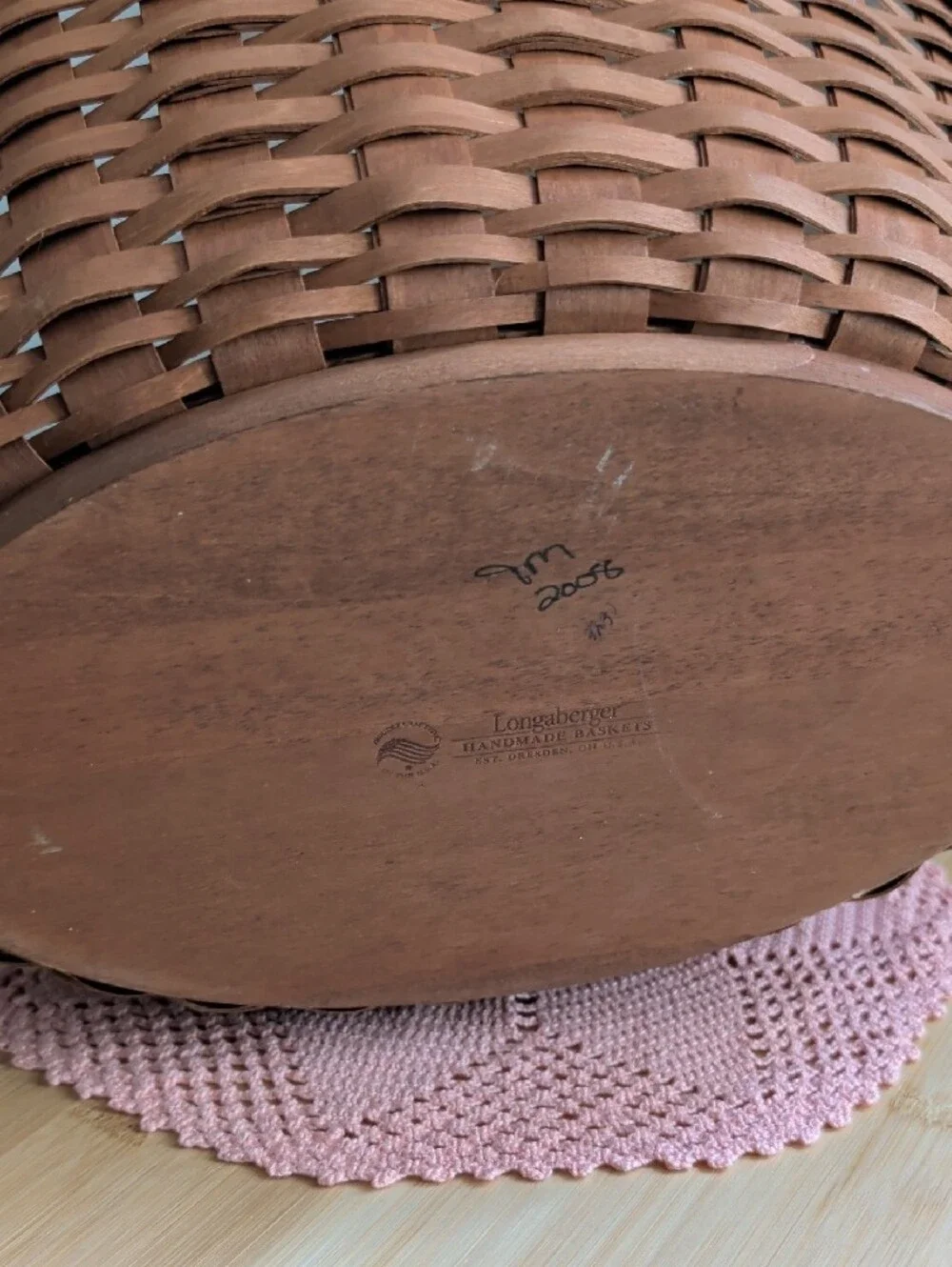Longaberger Rich Brown Beverage Tub Woven Oval Basket with Handles